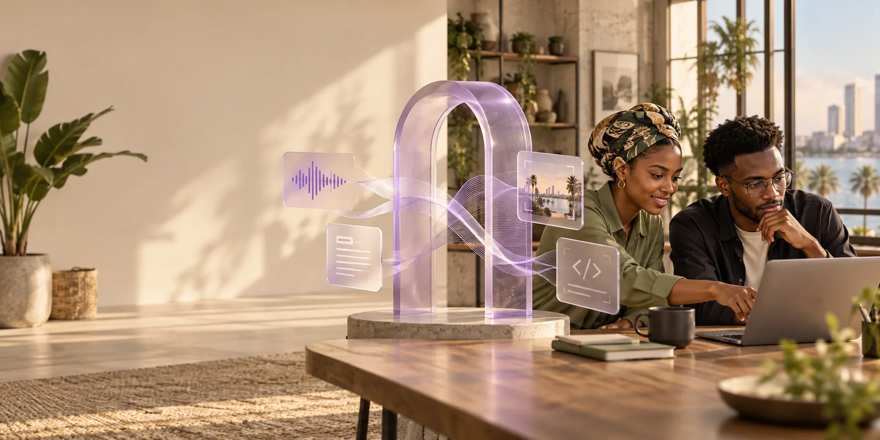 Tanzanian developers collaborating beside a visual connection between Ngamia AI capabilities